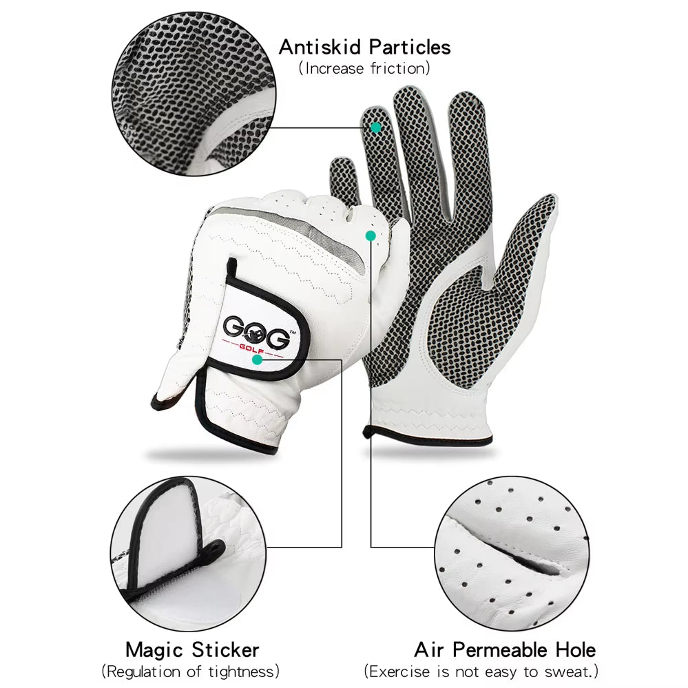 8Pcs Golf Gloves Genuine Sheepskin Leather Men Non-Slip Sports Gloves Left Right for Golfer Men'S Golf Glove Soft Breathable
