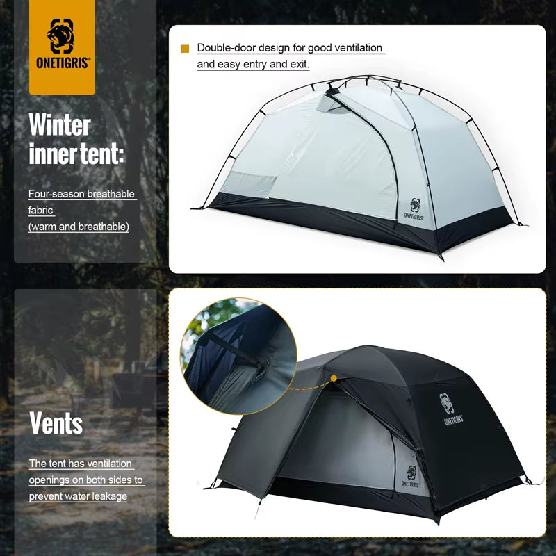 STELLA Camping Tent Black Tigris Series Backpacking Shelter Easy Setup Instant 2-Person 4-Season Tent for Hiking