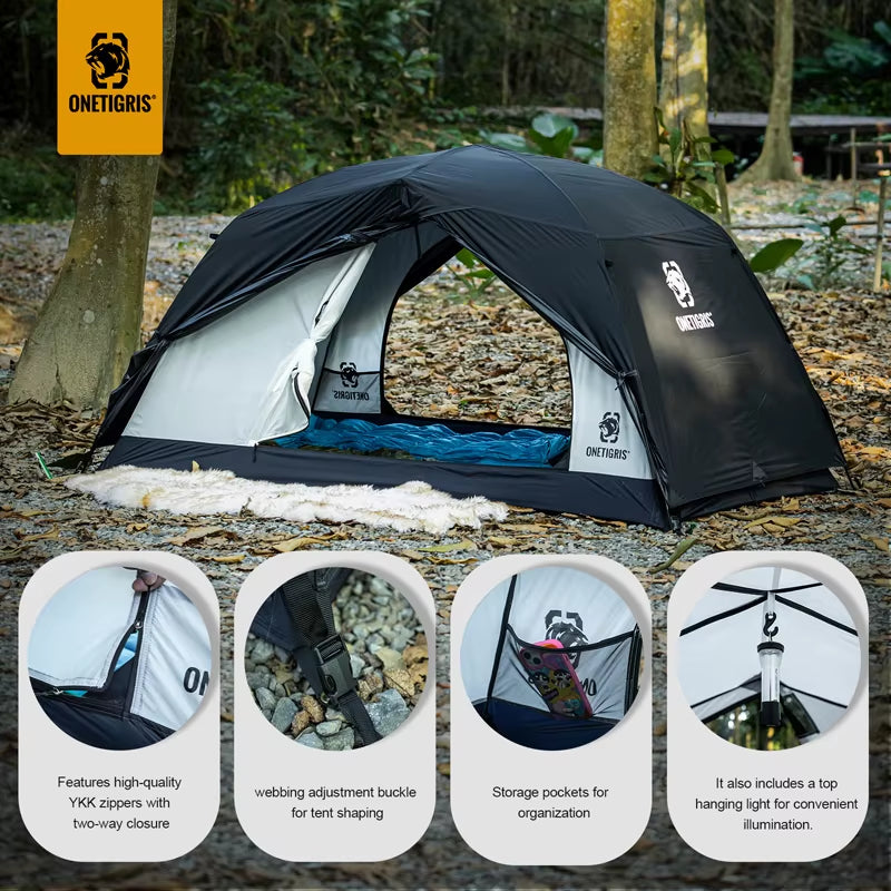 STELLA Camping Tent Black Tigris Series Backpacking Shelter Easy Setup Instant 2-Person 4-Season Tent for Hiking
